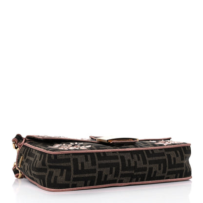 Fendi Fabric Jacquard FF 1974 Paisley Embroidered Baguette Tobacco Moro Rosa Quarzo Multicolor 4 of 13