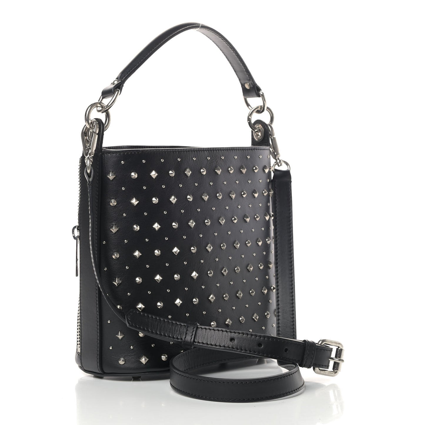 Calfskin Studded Crossbody Bag Black