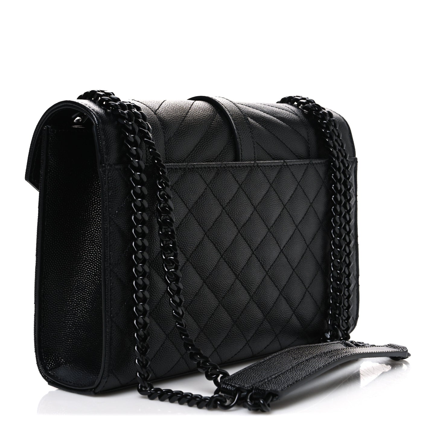 Grain De Poudre Textured Mixed Matelasse Triquilt Medium Monogram Monochrome Satchel Black