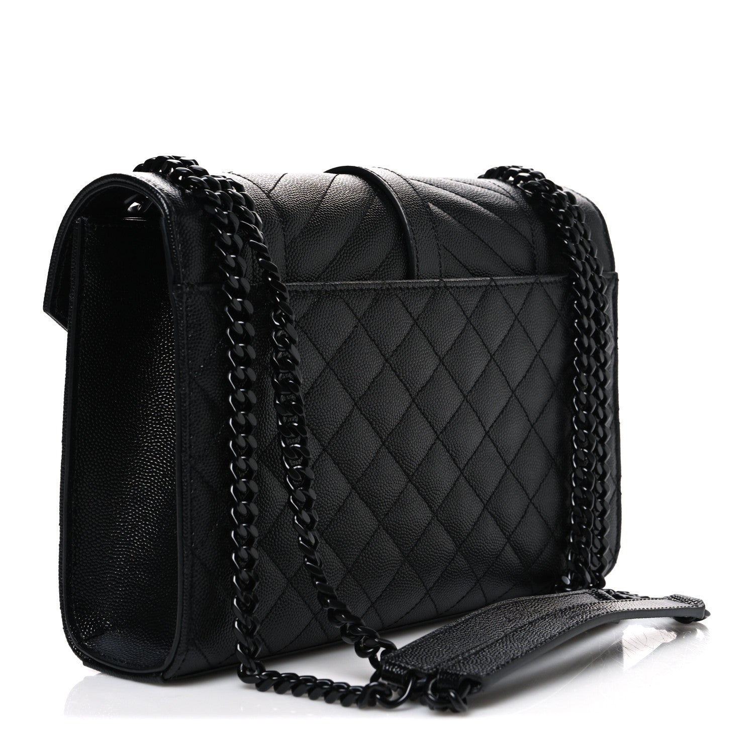 Saint Laurent Grain De Poudre Textured Mixed Matelasse Triquilt Medium Monogram Monochrome Satchel Black 3 of 10
