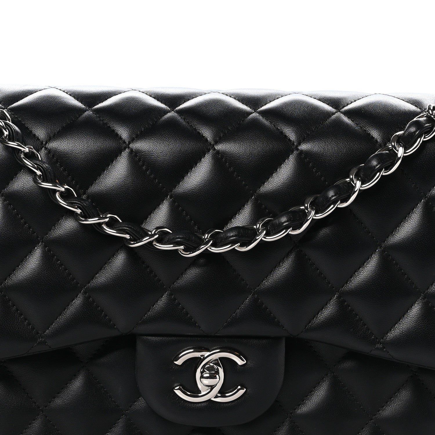Chanel Lambskin Quilted Jumbo Double Flap Black 8 of 11