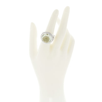 David Yurman Sterling Silver Diamond Prasiolite 18mm Cerise Ring 56 7.5 2 of 4