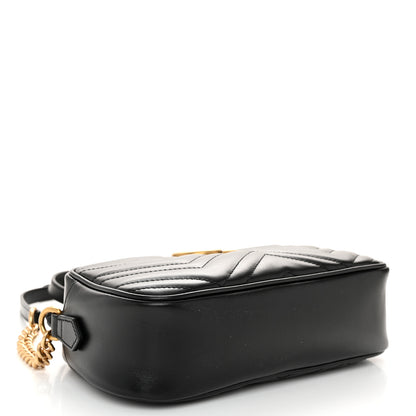 Gucci Calfskin Matelasse Small GG Marmont Chain Shoulder Bag Black 4 of 10