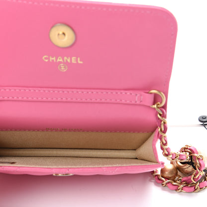 Chanel Lambskin Quilted Pearl Crush Clutch With Chain Pink 4 of 11