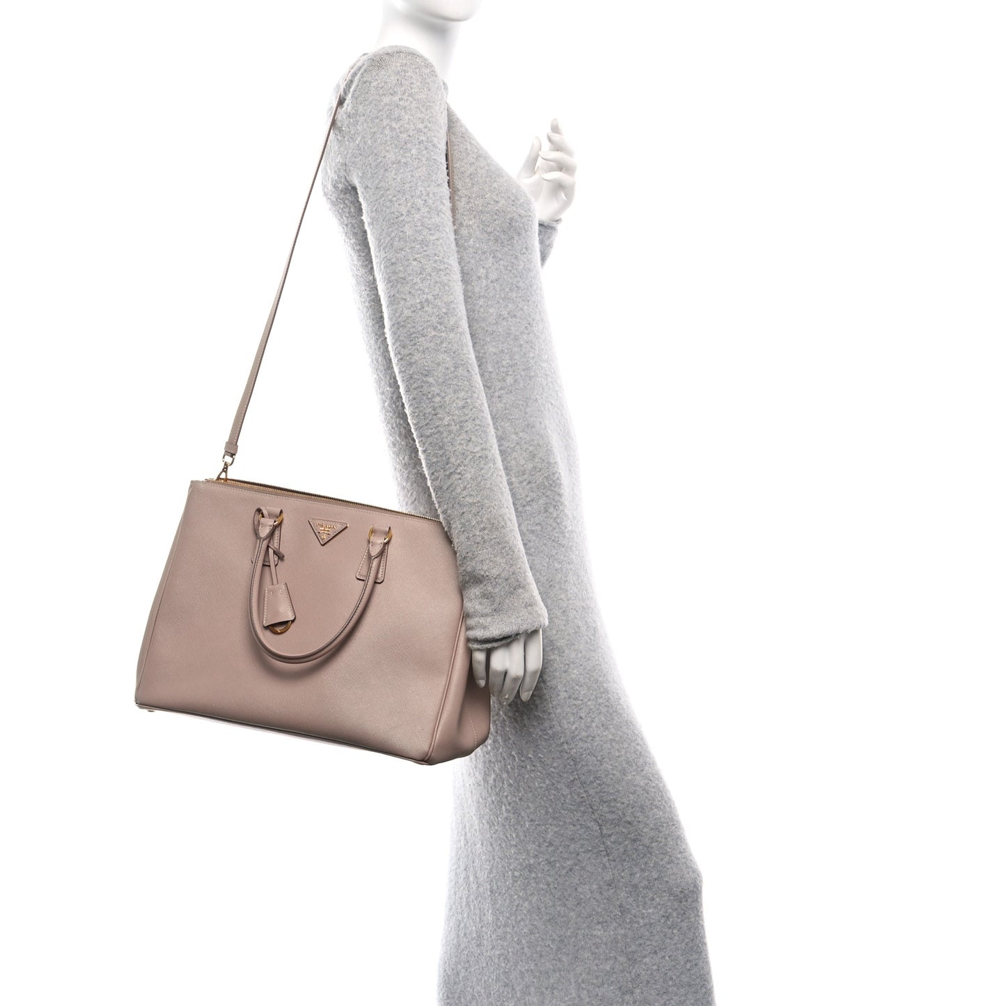 Saffiano Lux Large Galleria Double Zip Tote Cammeo