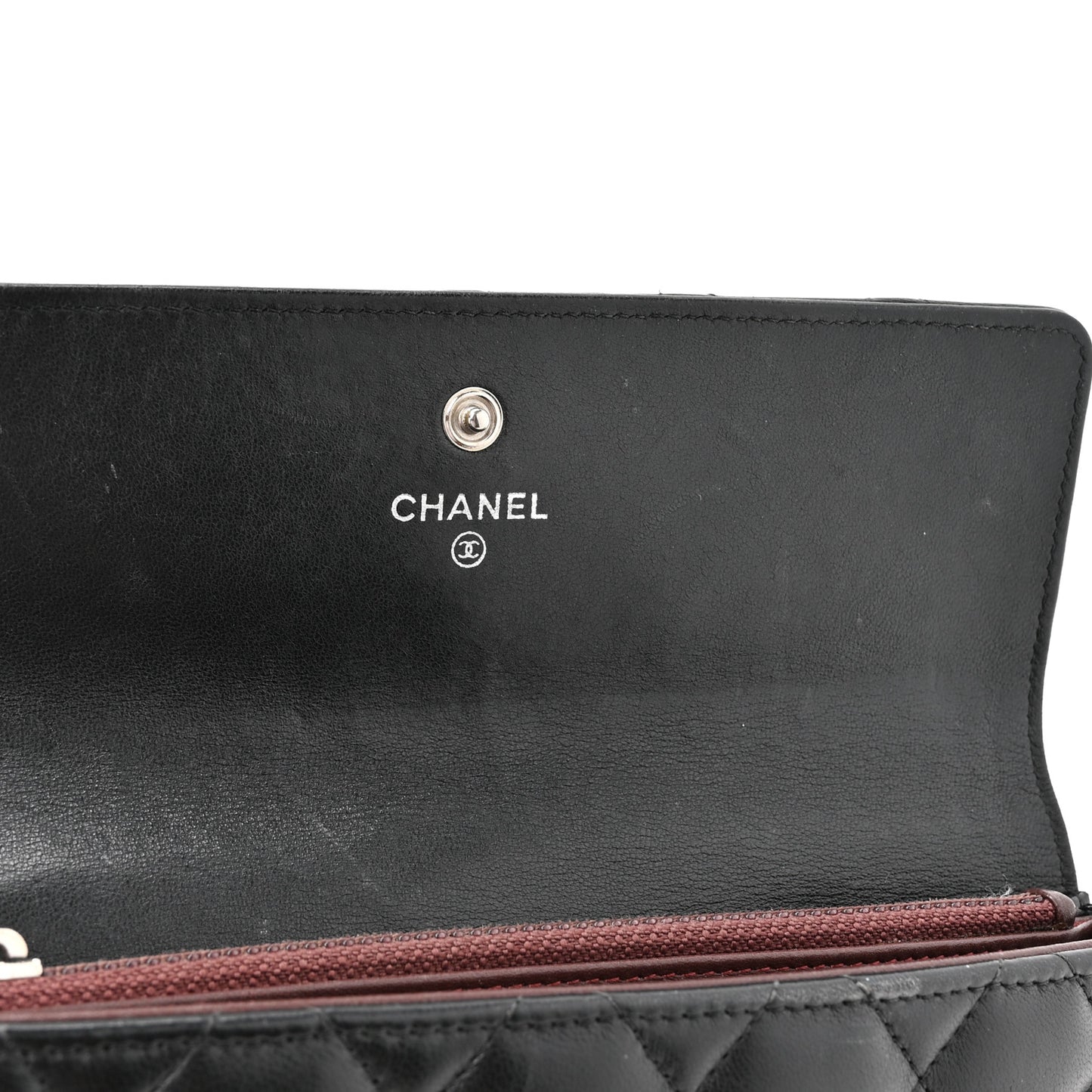 Lambskin Quilted Large Gusset Flap Wallet Black