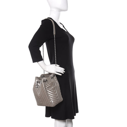 Chanel Iridescent Calfskin Chevron Small Urban Spirit Drawstring Bag Silver 2 of 18