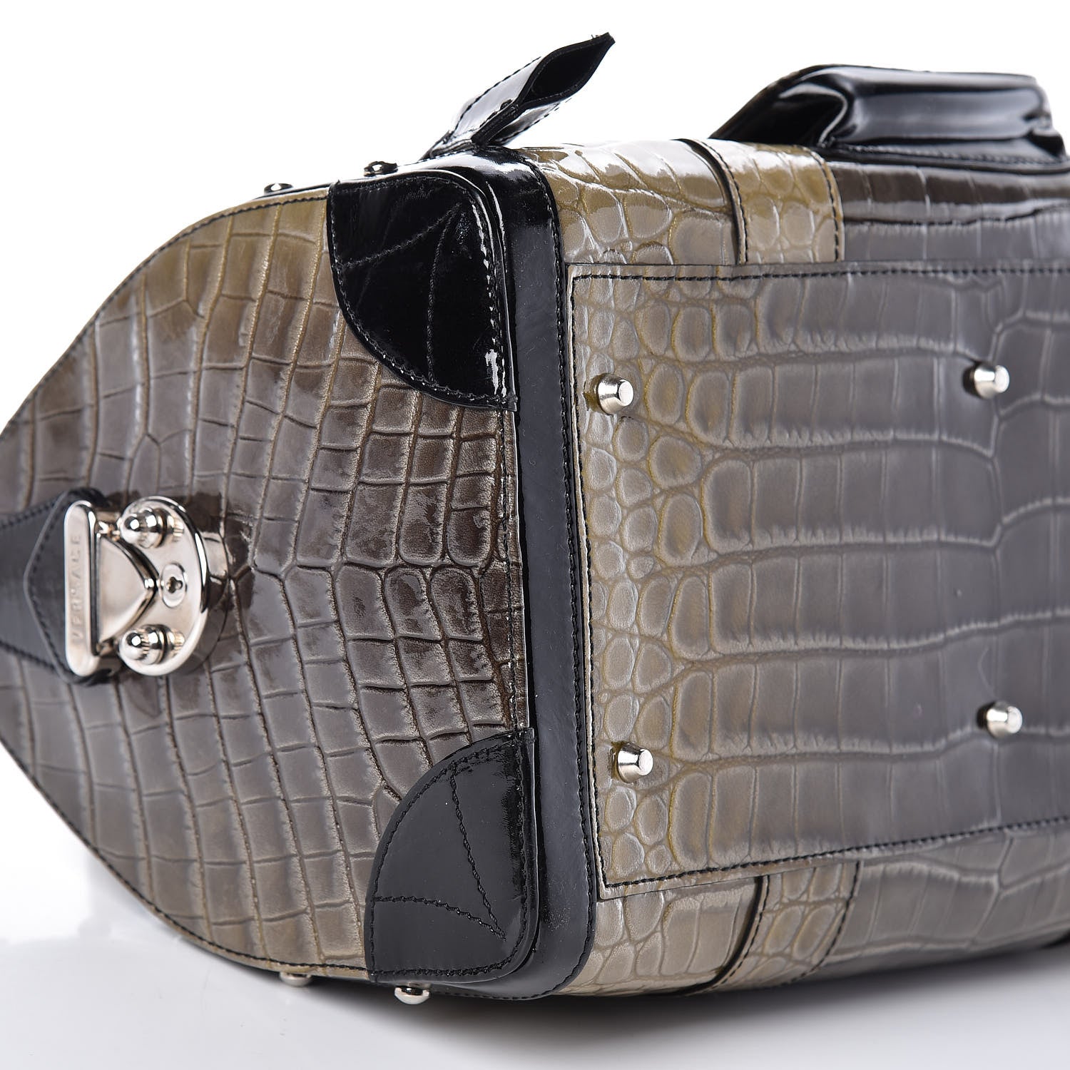 Versace Calfskin Crocodile Embossed Madonna Satchel 7 of 12