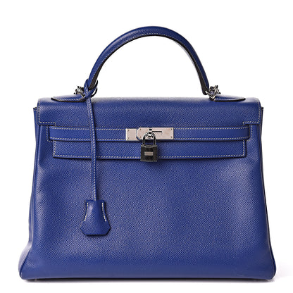 Hermes Epsom Candy Kelly Retourne 32 Bleu Electrique Mykonos 1 of 10