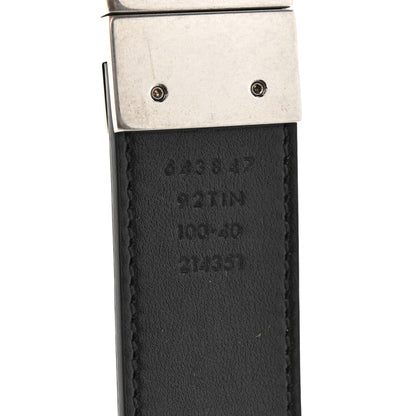 Gucci GG Supreme Monogram Plutone Calfskin Palladium Double G Reversible 30mm Belt 100 40 Black 4 of 4