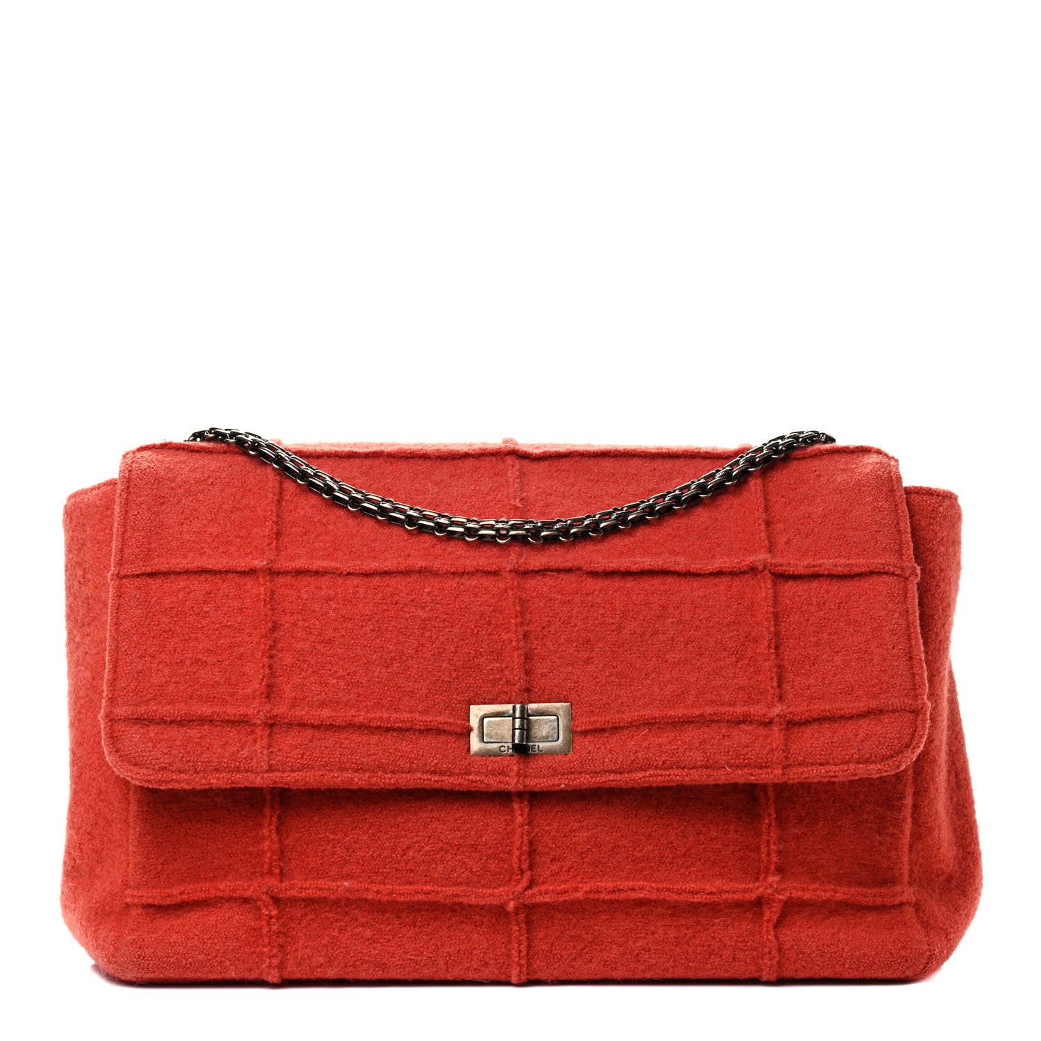 Chanel Wool Patchwork Mademoiselle Jumbo Flap Orange 1 of 4