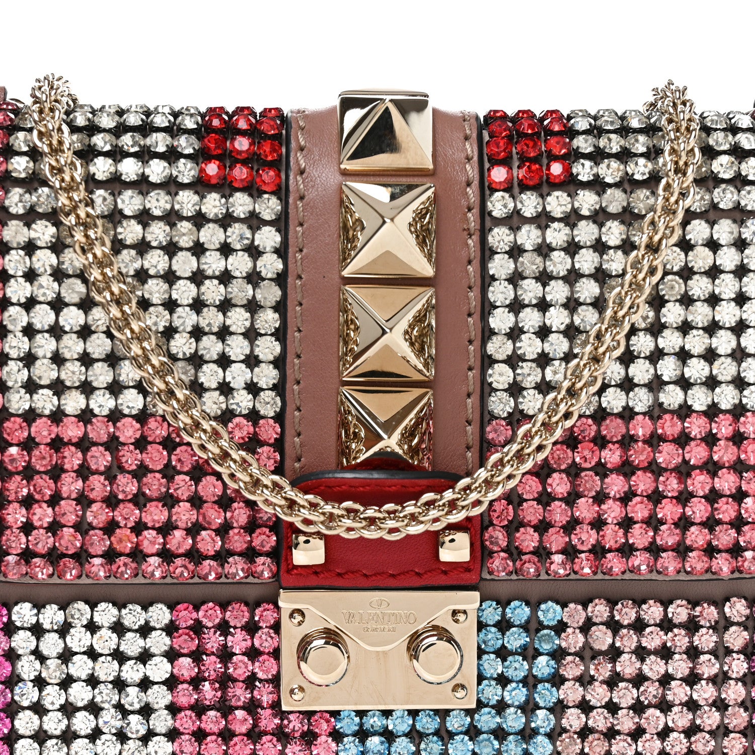 Valentino Garavani Vitello Crystal Embellished Small Glam Lock Rockstud Flap Multicolor 7 of 9