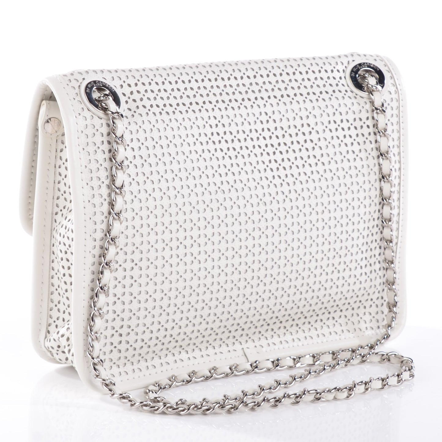 Perforated Calfskin Small Up In The Air Flap Ivory