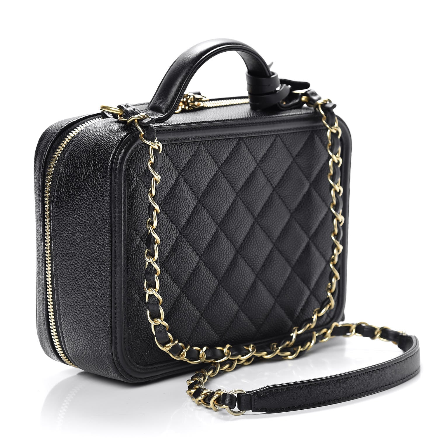 Chanel Caviar Quilted Medium CC Filigree Vanity Case Black 3 of 10