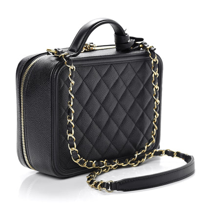 Chanel Caviar Quilted Medium CC Filigree Vanity Case Black 3 of 10