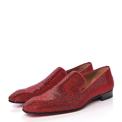Christian Louboutin Strass Veau Velours Mens Dandelion Flat Loafers 42.5 Red 3 of 10