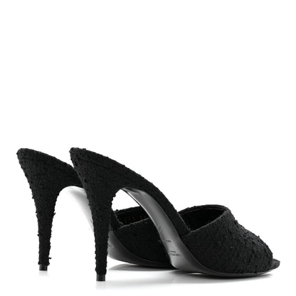 Saint Laurent Boucle Tweed La 16 95 Mule Sandals 39 Black 4 of 10