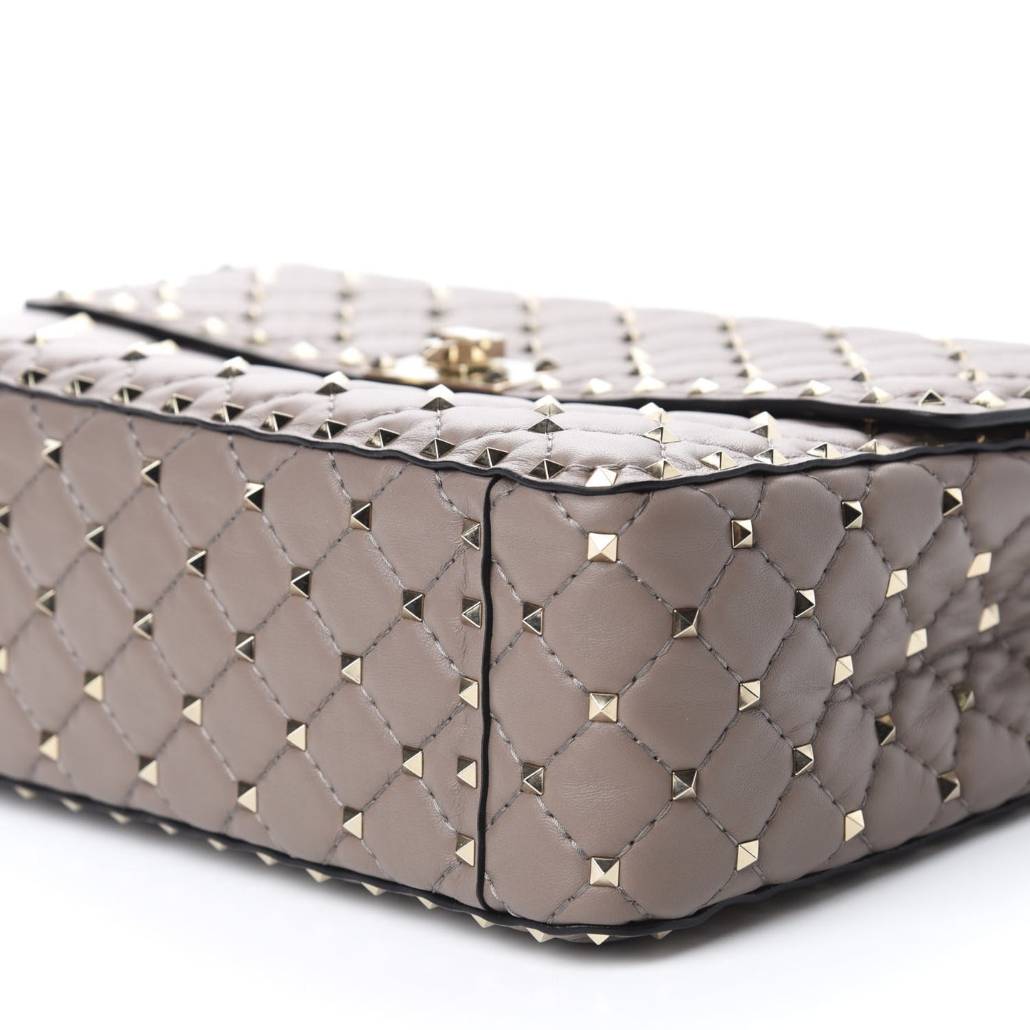 Nappa Large Rockstud Spike Shoulder Bag Clay