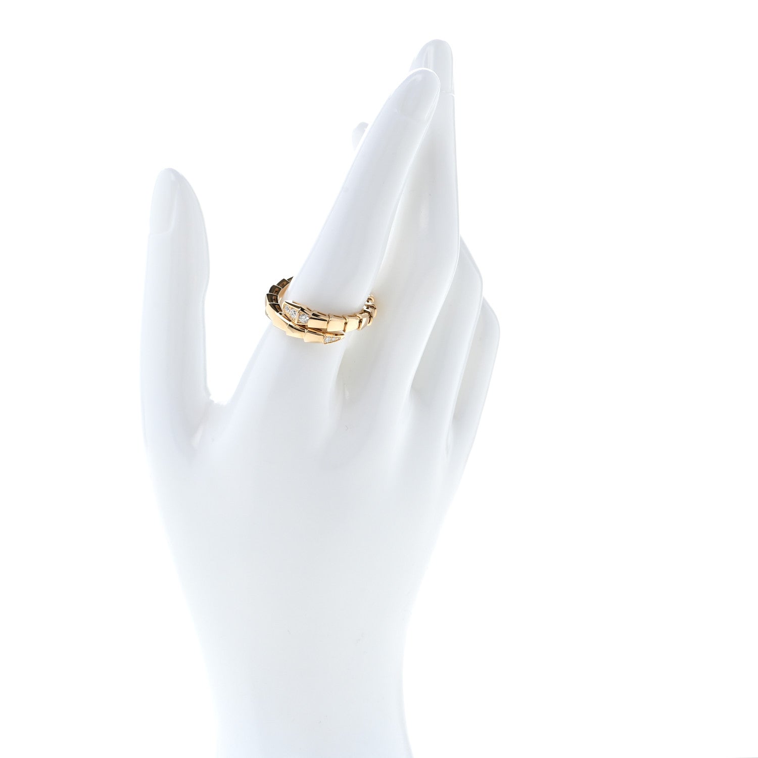 Bulgari 18K Yellow Gold Diamond Serpenti Viper Single Spiral Ring 60 9 2 of 5
