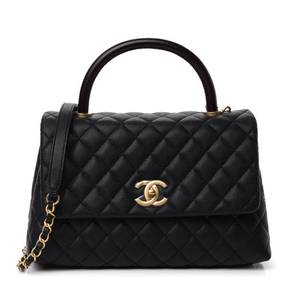 Chanel Caviar Lizard Embossed Quilted Small Coco Handle Flap Black 1 of 11