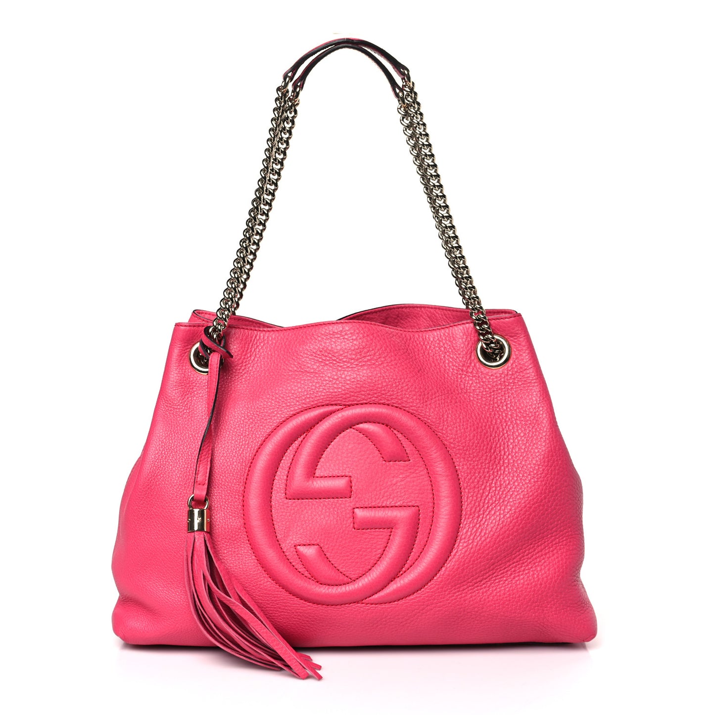 Pebbled Calfskin Medium Soho Chain Shoulder Bag Pink