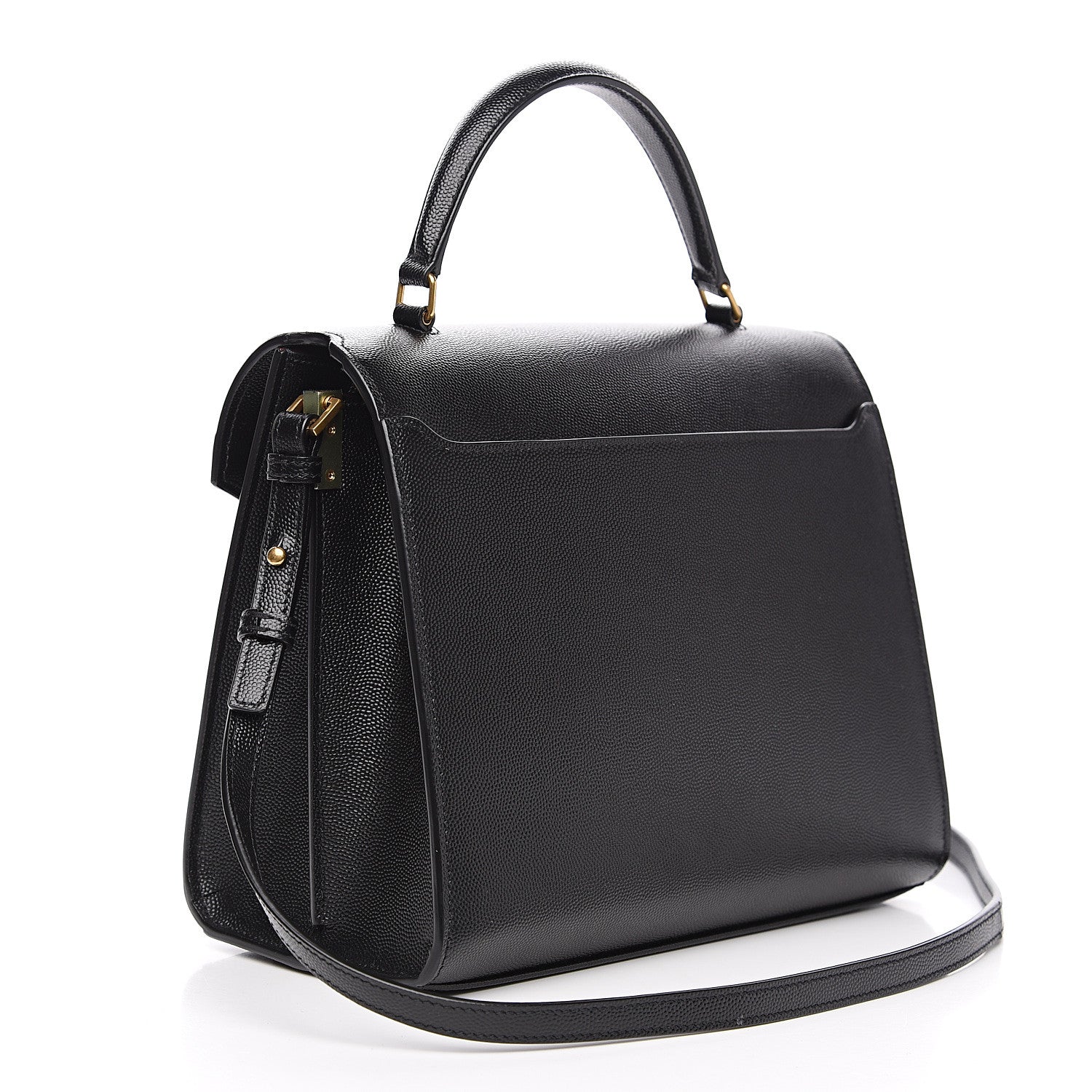 Saint Laurent Grain de Poudre Medium Classic Monogram Cassandra Top Handle Black Rouge Legion 2 of 8