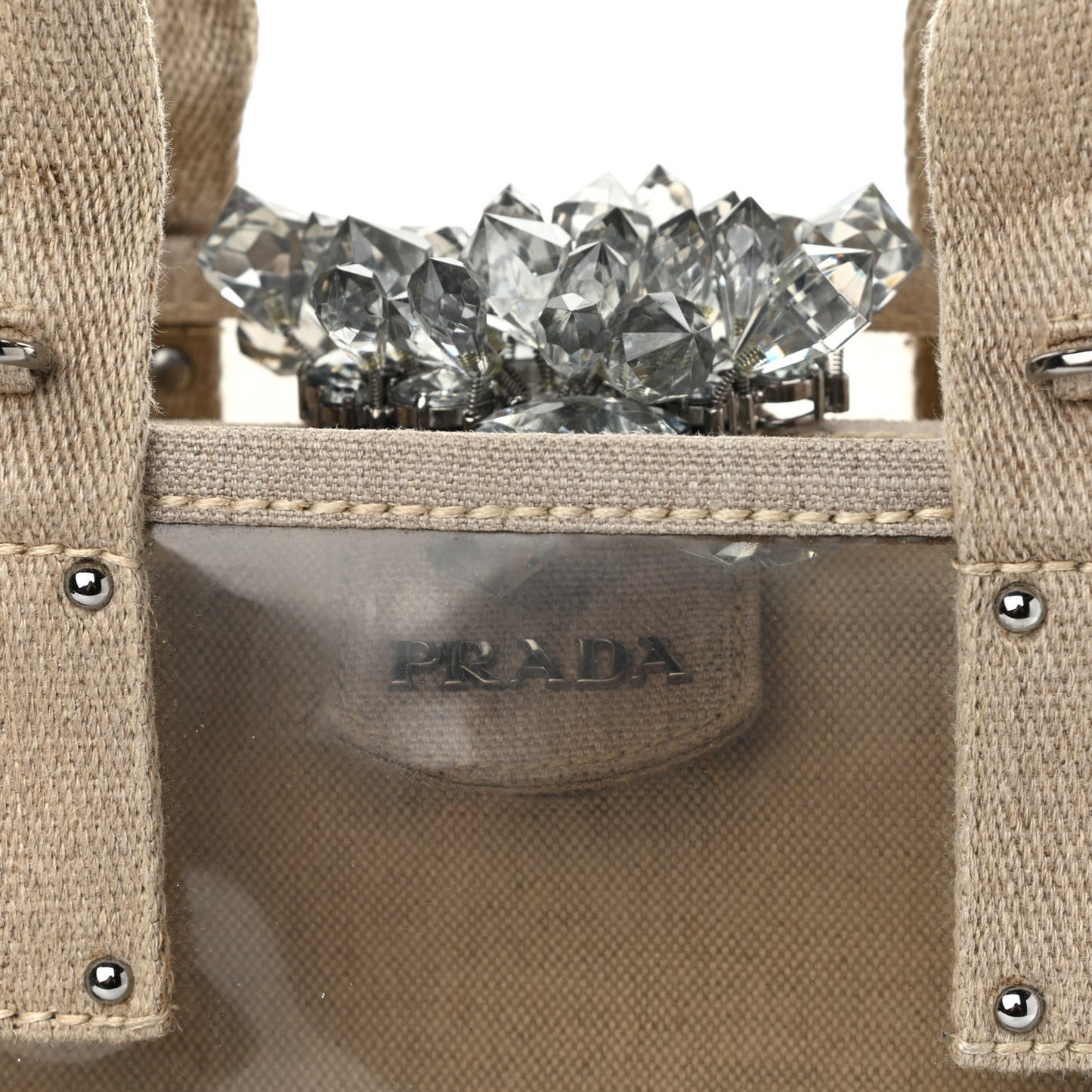 Canvas Plexiglass Crystal Cluster Tote Fume