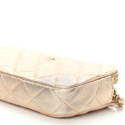 Chanel Metallic Lambskin Quilted Small Clutch With Chain Gold 11 of 11