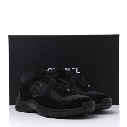 Chanel Nylon Calfskin Suede CC Sneakers 36.5 Black 18 of 18
