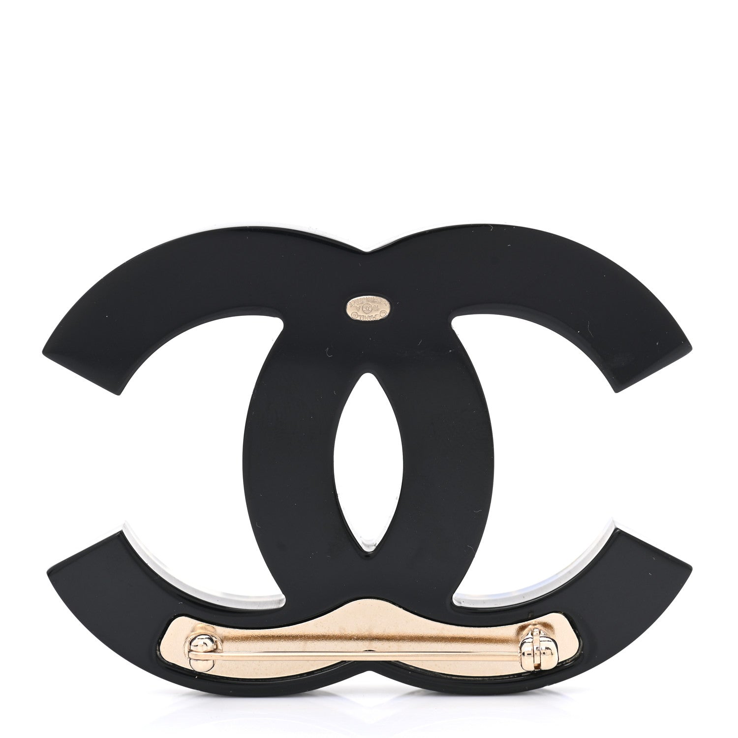 Chanel Resin Metal CC Brooch Blue Black 3 of 5