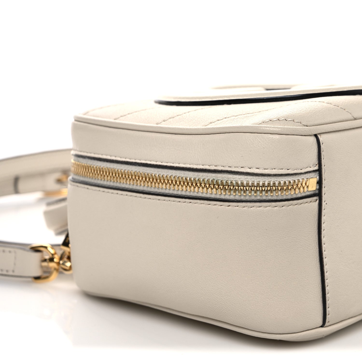 Gucci Sakai Be Green Calfskin Diagonal Stitched Blondie Top Handle Bag Mystic White 9 of 10