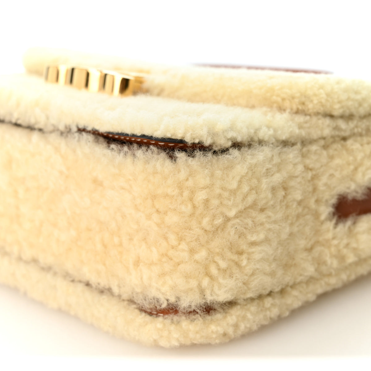 Celine Calfskin Triomphe Shearling Bag Natural Tan 10 of 10
