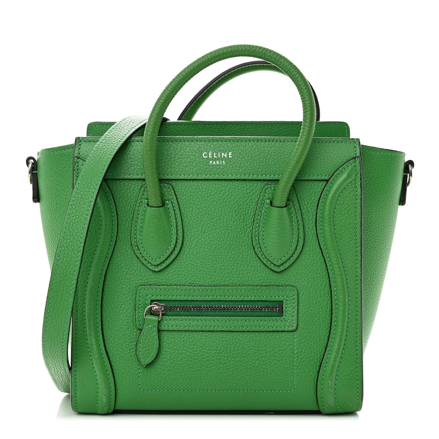 Celine Drummed Calfskin Nano Luggage Mint 1 of 11
