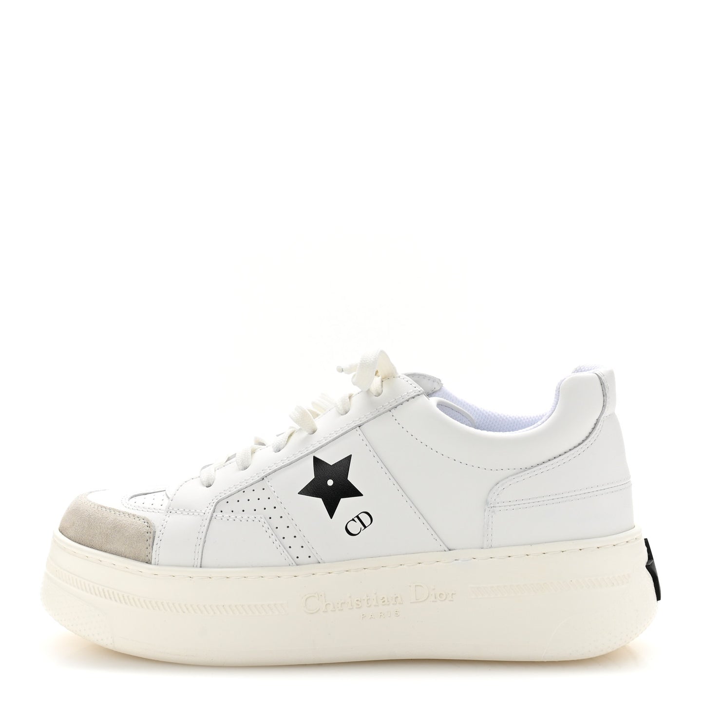 Calfskin Suede Dior Star Ors Platform Sneakers White Black 38.5 White Black