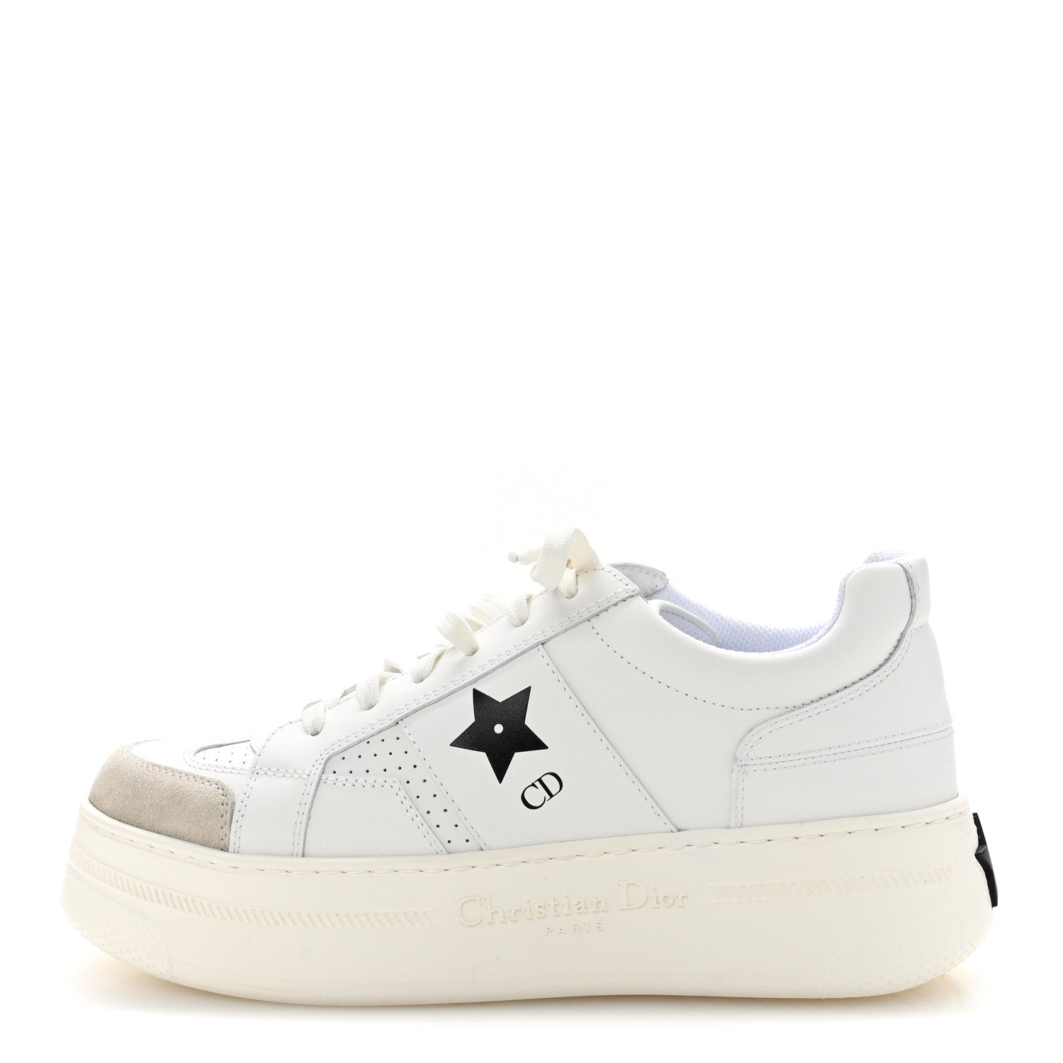 Christian Dior Calfskin Suede Dior Star Ors Platform Sneakers White Black 38.5 White Black 1 of 9