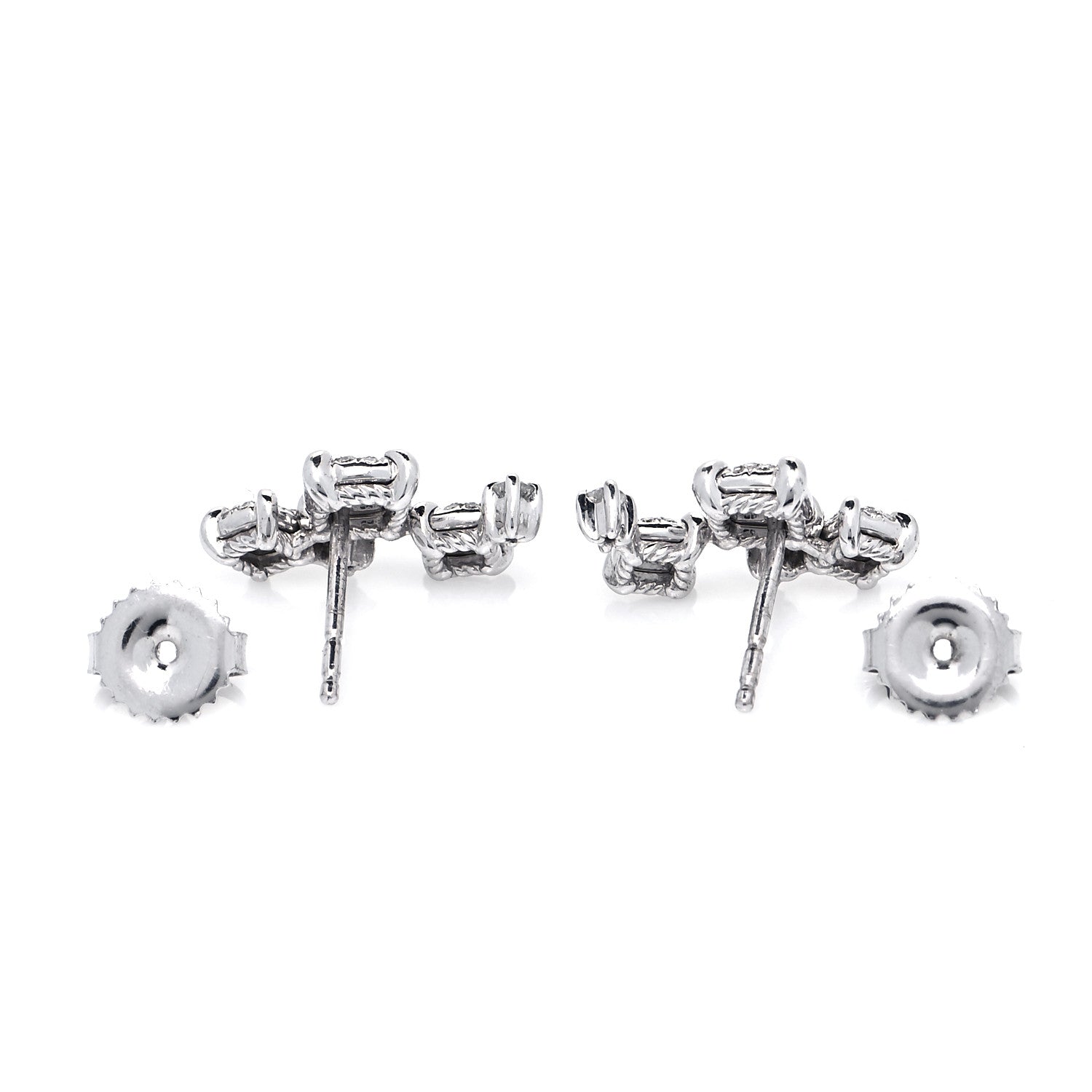David Yurman 18K White Gold Diamond Precious Chatelaine Climber Earrings 4 of 5