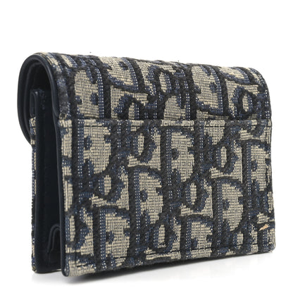 Christian Dior Oblique Saddle Card Holder Blue 3 of 7