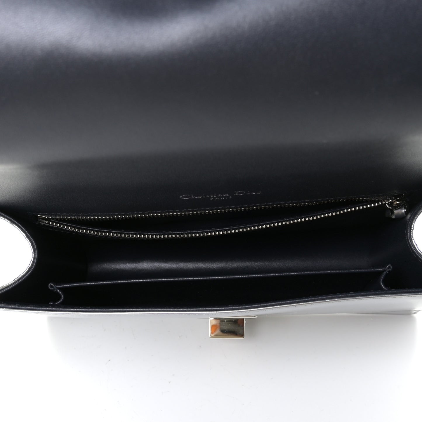 Metallic Patent Micro-Cannage Medium Diorama Flap Bag Silver