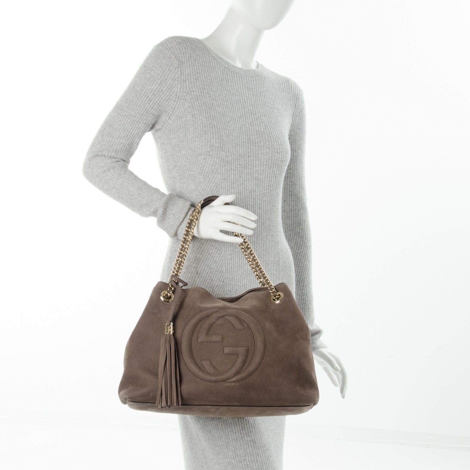 Gucci Vitello Range Medium Soho Chain Shoulder Bag Grey Field 2 of 6