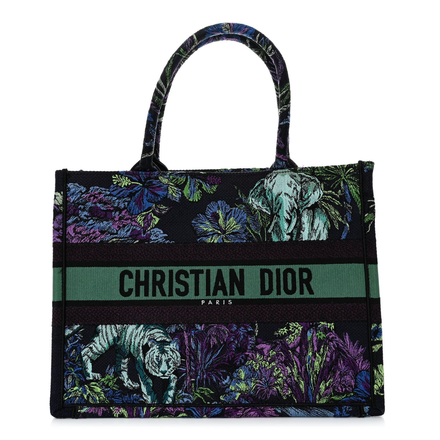 Christian Dior Canvas Embroidered Medium Toile de Jouy Voyage Book Tote Blue Multicolor 1 of 12