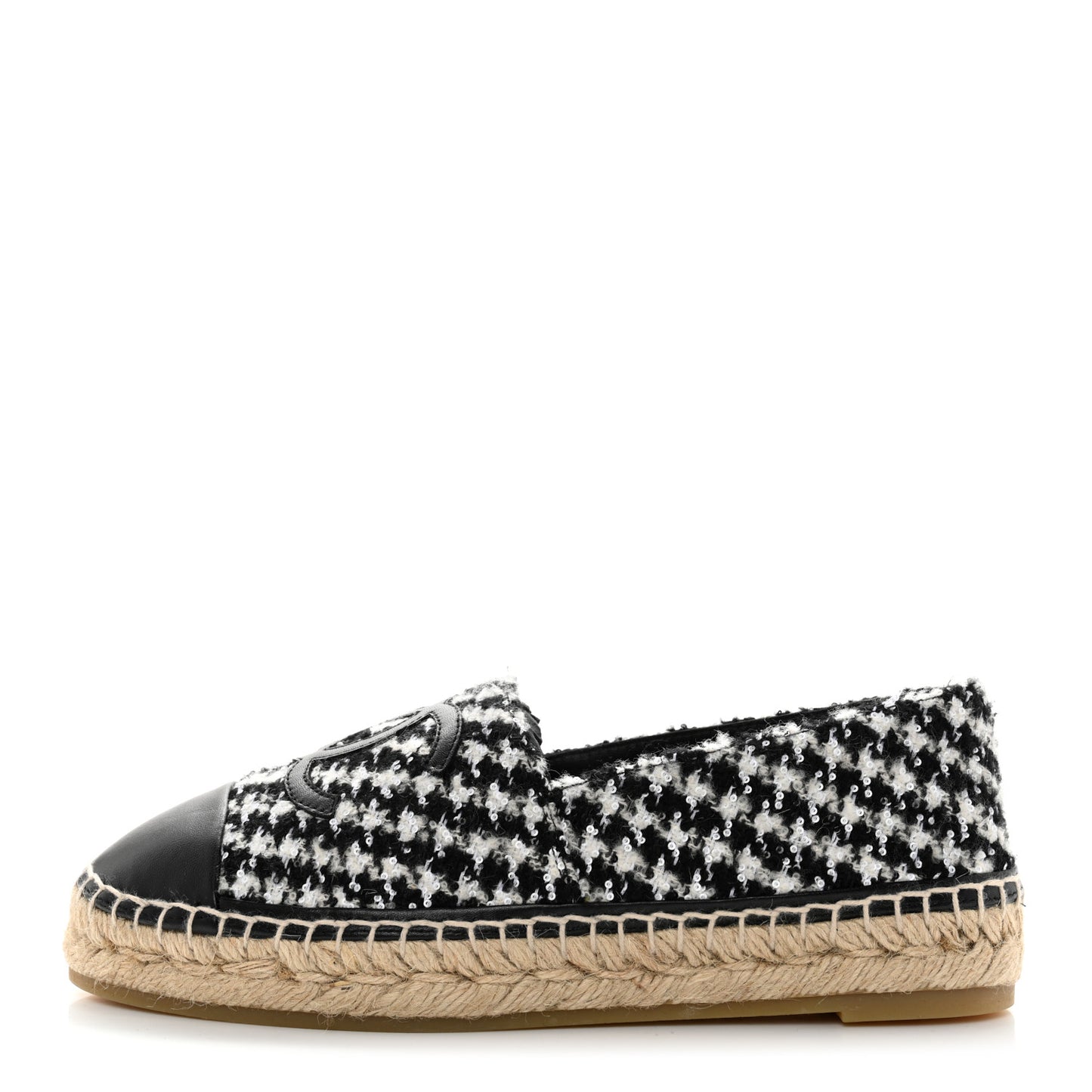 Tweed Lambskin CC Espadrilles 39 White Black