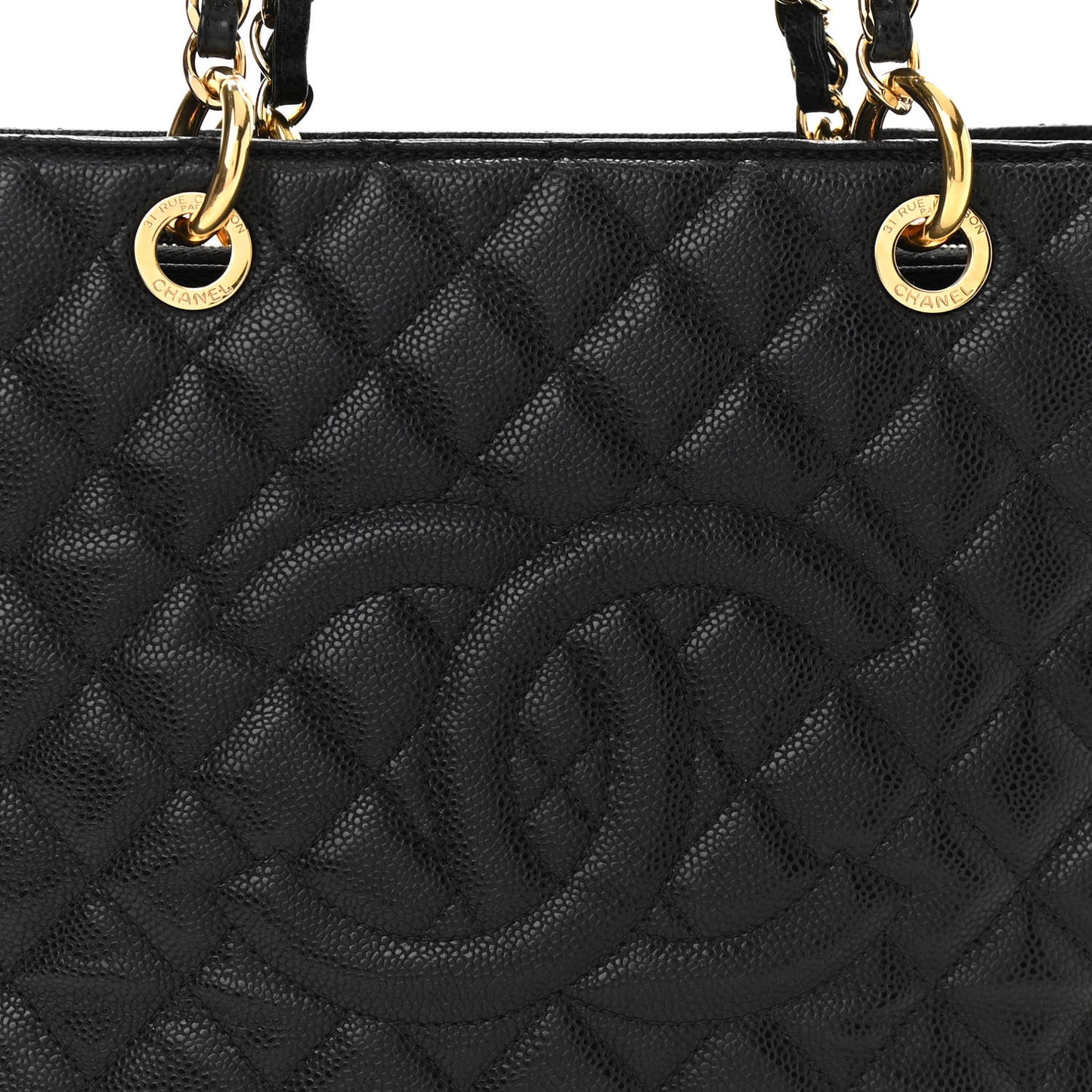 Caviar Quilted Grand Shopping Tote GST Black