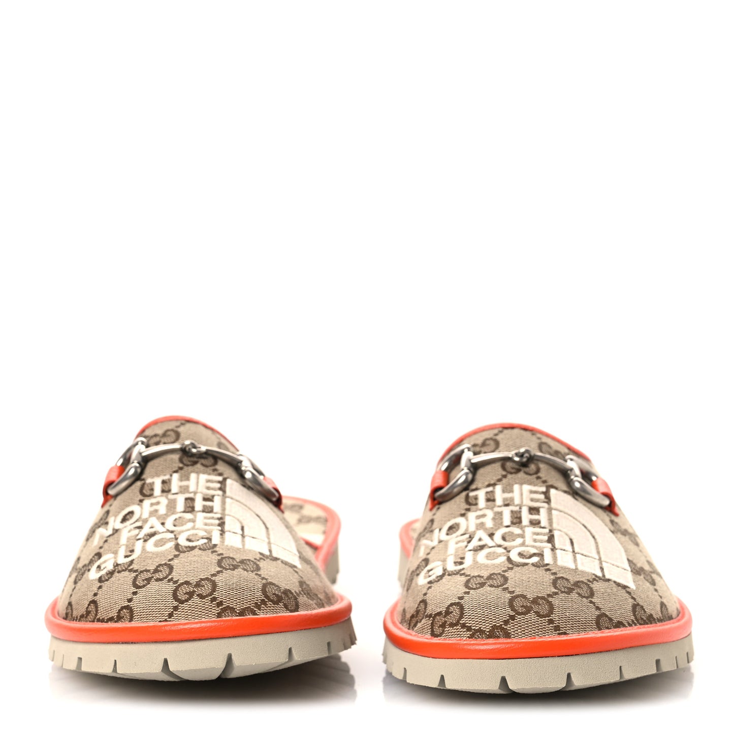 x NORTH FACE Canvas GG Monogram Clog Mules 10 Beige Mystic White Deep Orange