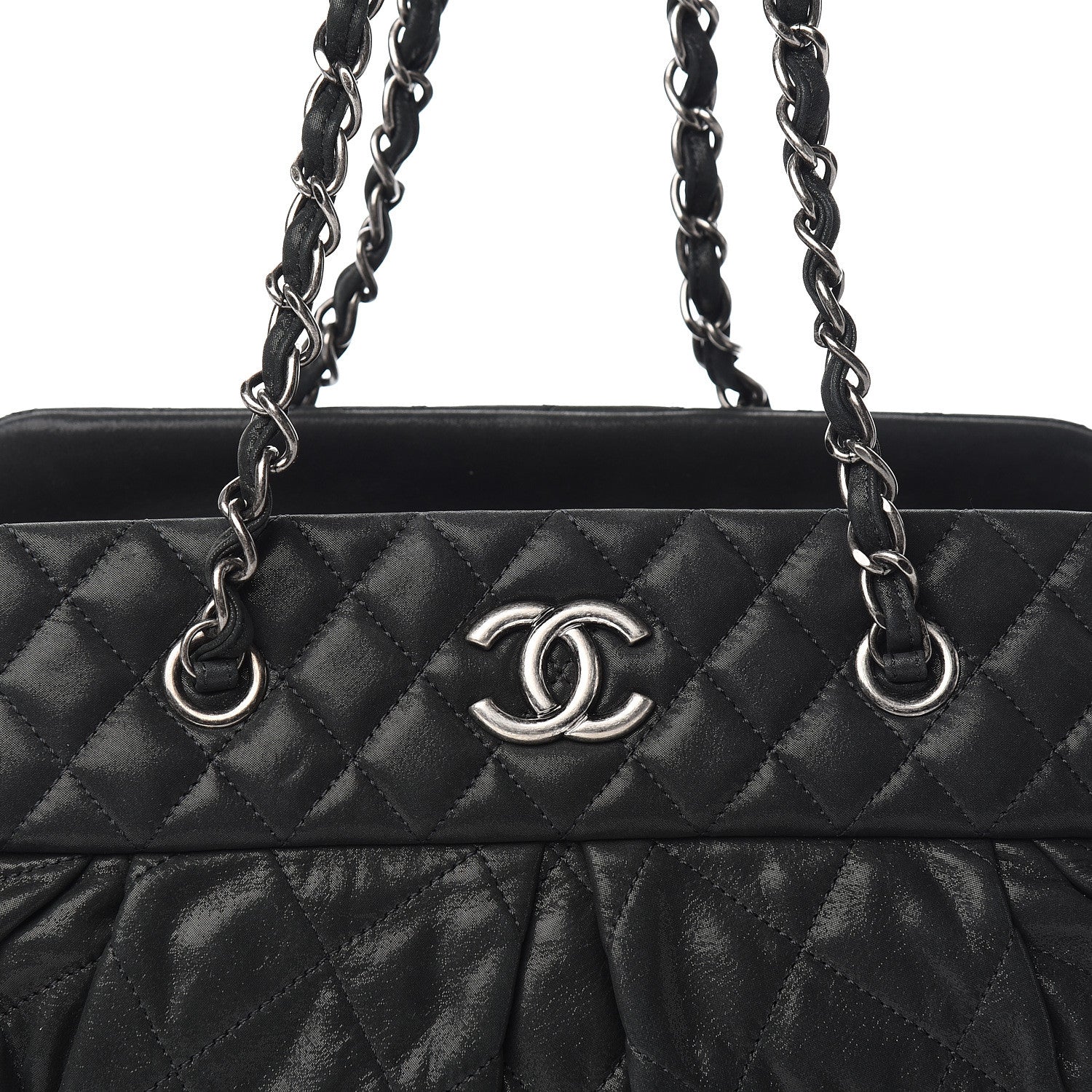 Chanel Iridescent Calfskin Chic Quilt Bowling Bag Black 10 of 11