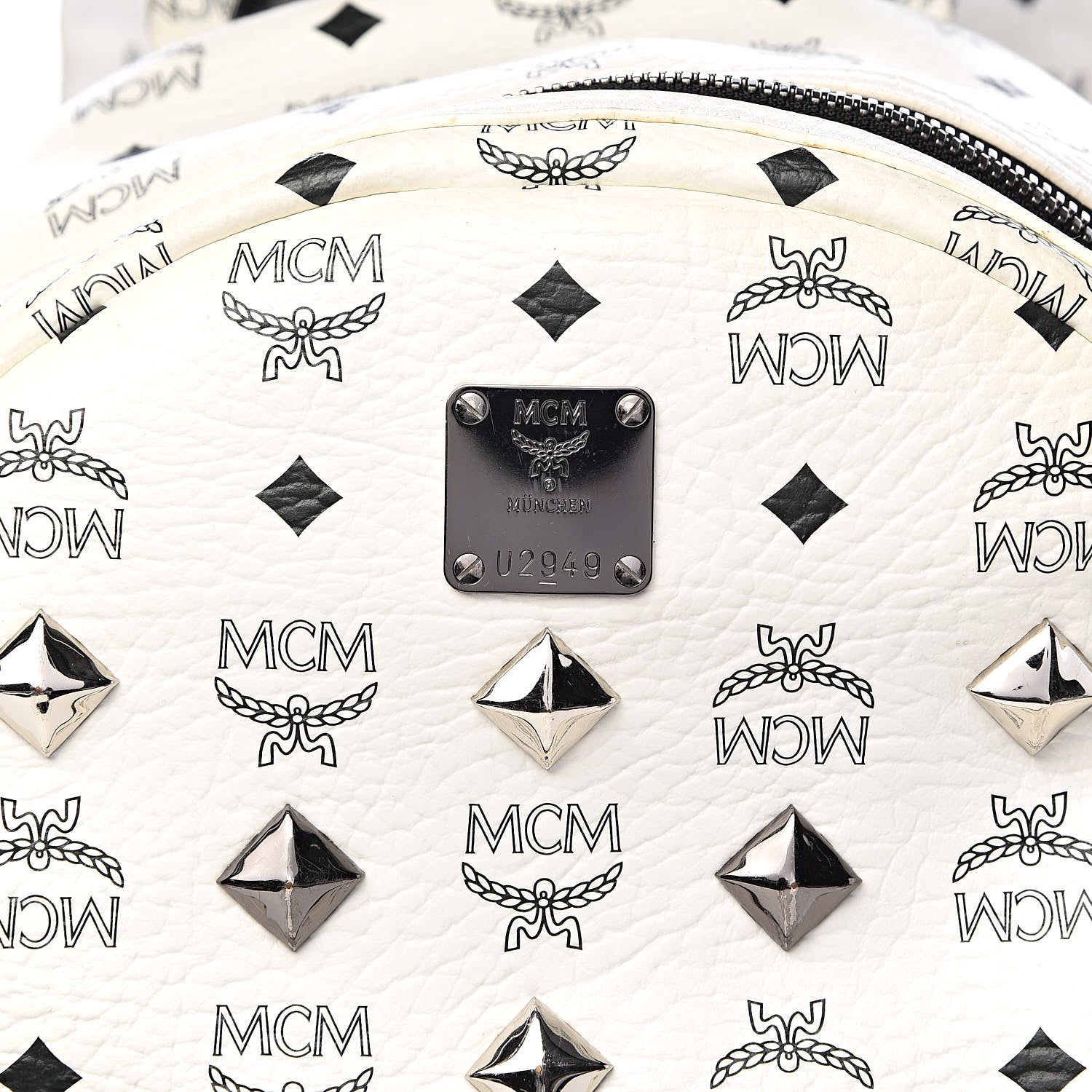 MCM Visetos Medium Studded Stark Backpack White 18 of 18