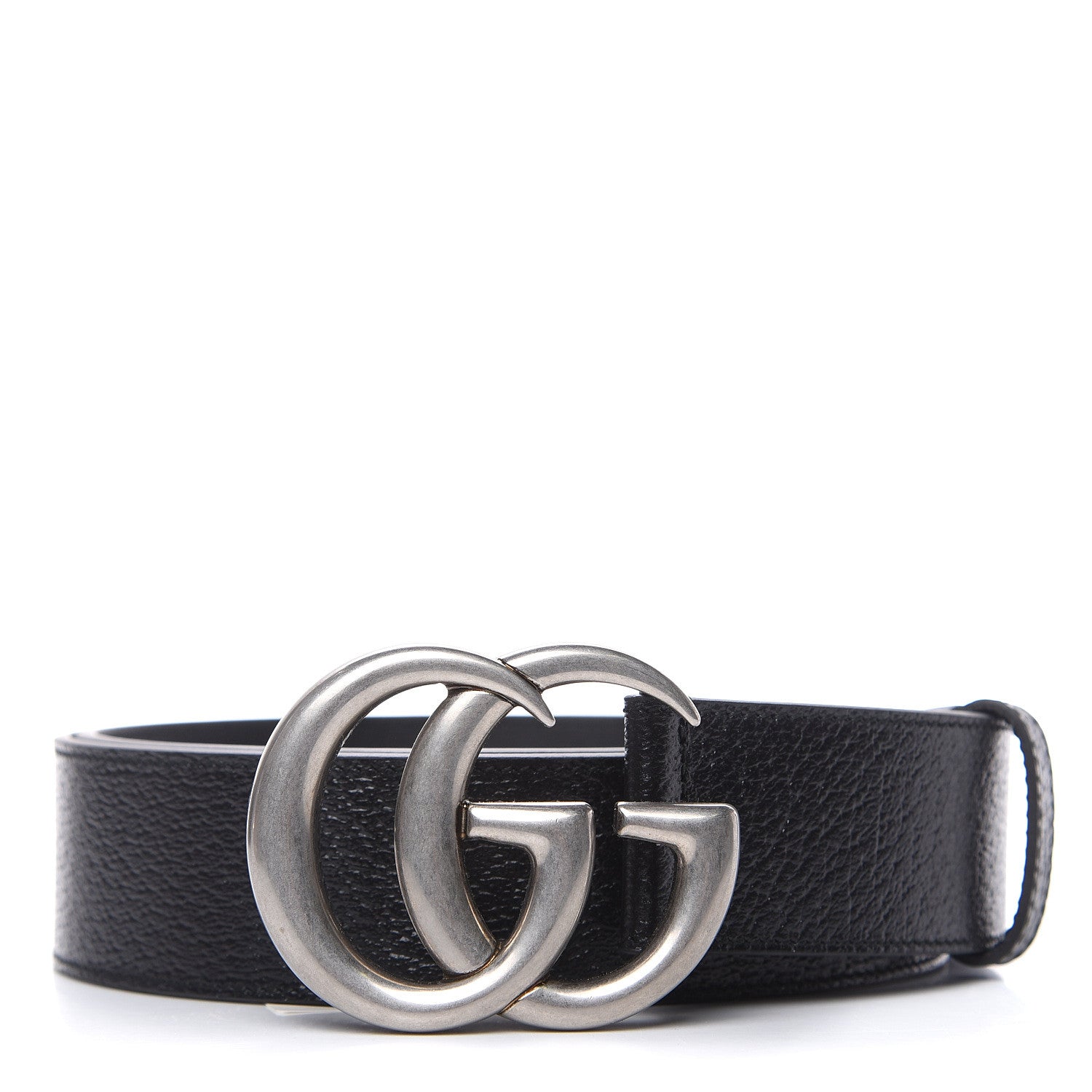 Gucci Textured Dollar Calfskin Nickel Double G 40mm Belt 90 36 Black 1 of 6
