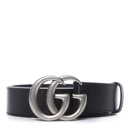 Gucci Textured Dollar Calfskin Nickel Double G 40mm Belt 90 36 Black 1 of 6