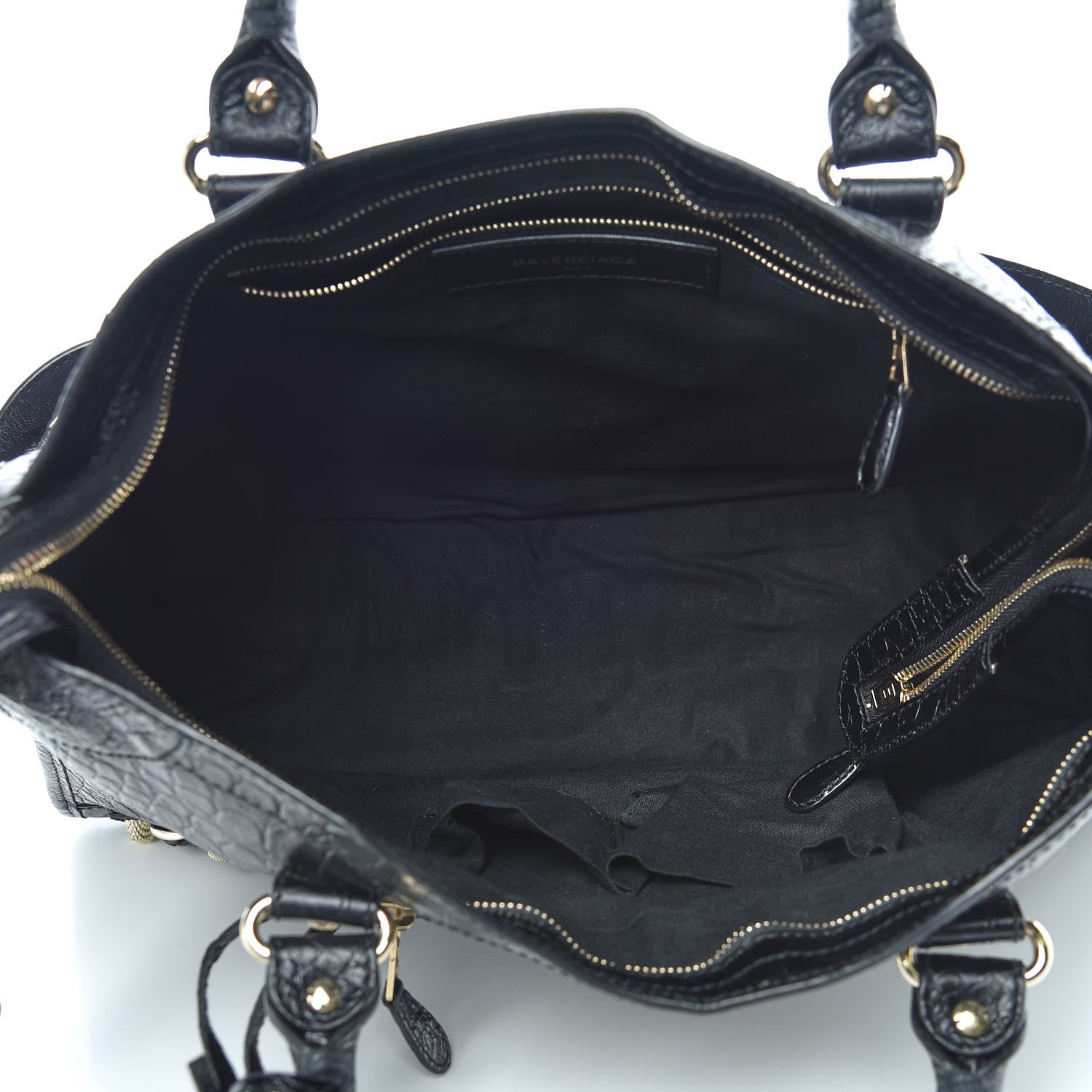 Balenciaga Calfskin Crocodile Embossed Giant 12 Gold Hardware City Black 7 of 10