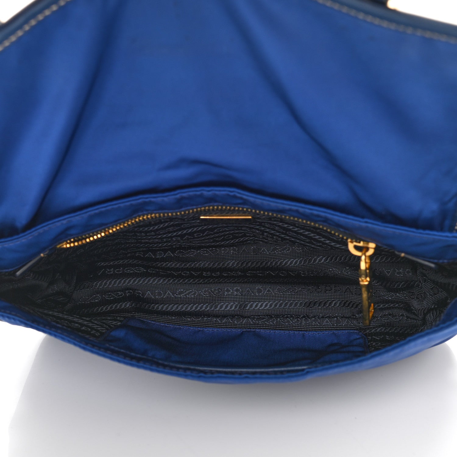 Prada Tessuto Nylon Saffiano Small Messenger Bag Blue 4 of 12