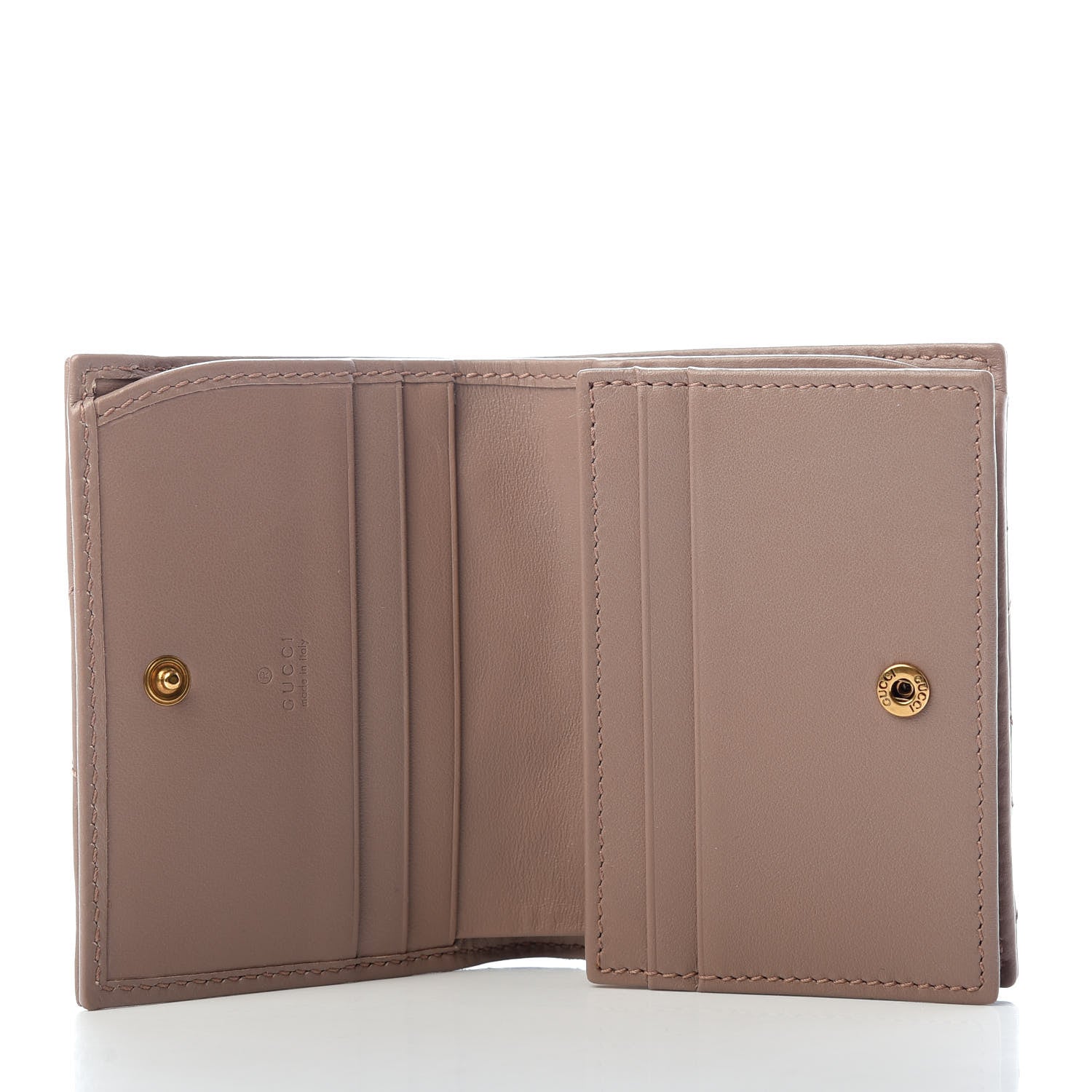 Gucci Calfskin Matelasse GG Marmont Card Case Wallet Porcelain Rose 5 of 6